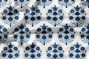 Zarif Phool Motif - Decorative Printed Fabric - Sample