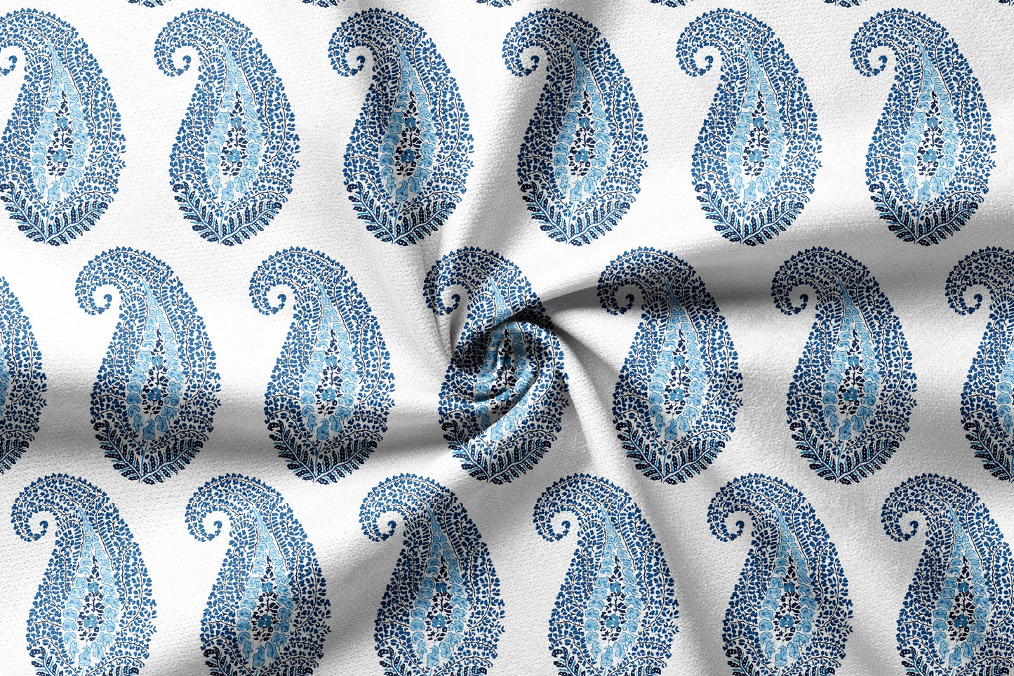 Indigo Teardrop - Decorative Printed Fabric - Sample