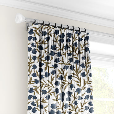 Olive Indigo Bloom - Decorative Printed Fabric