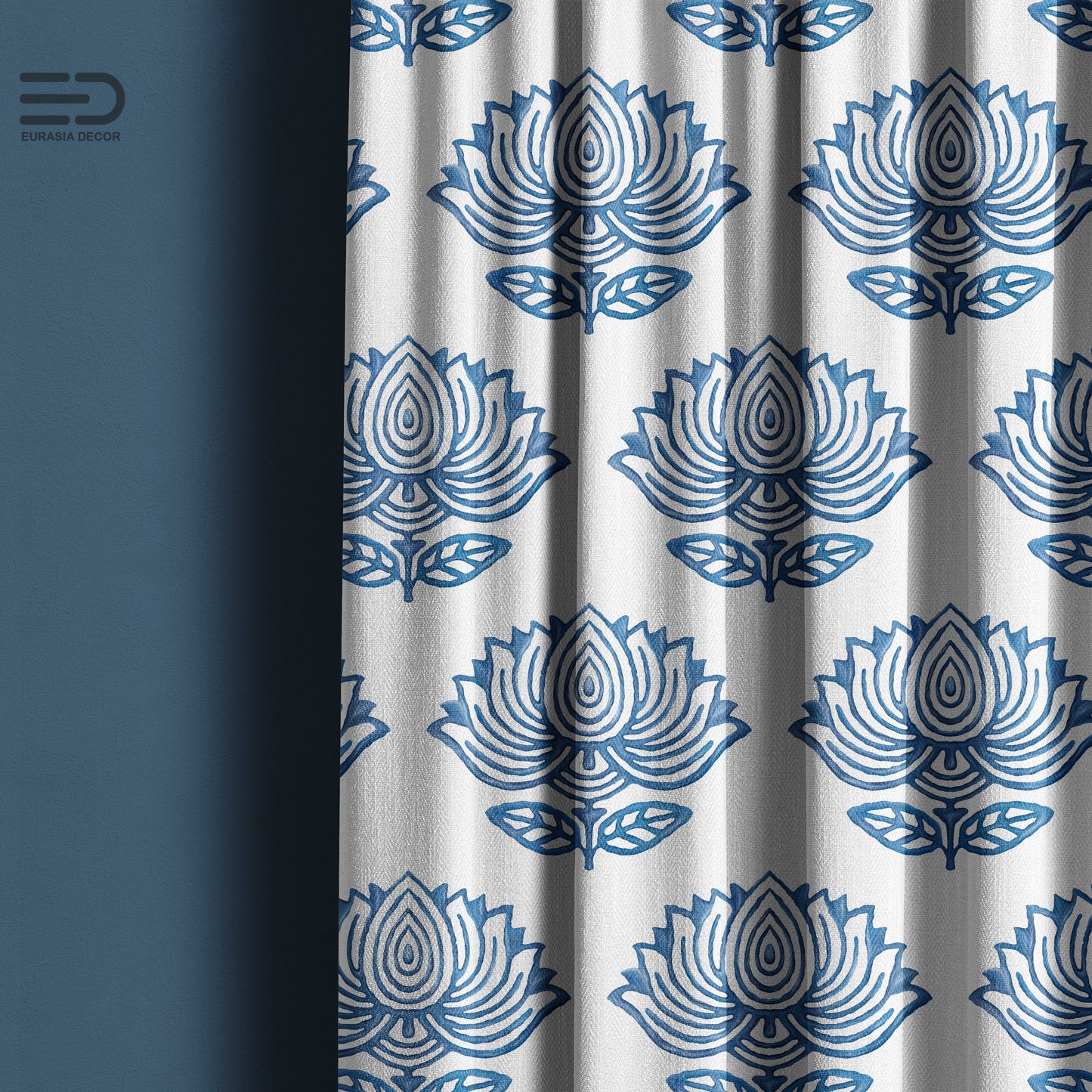 Blue Lotus Block - Decorative Printed Fabric