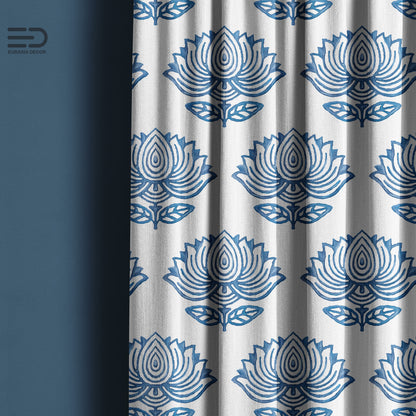 Blue Lotus Block - Decorative Printed Fabric