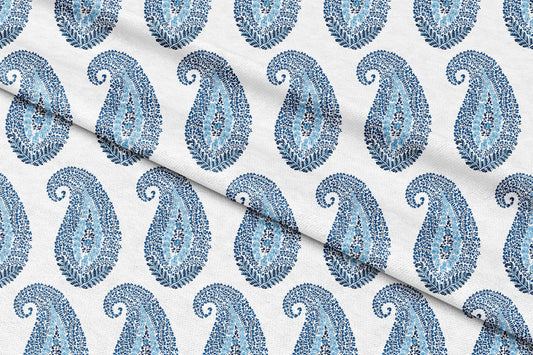 Indigo Teardrop  - Decorative Printed Fabric - Sample