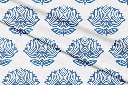 Blue Lotus Block - Decorative Printed Fabric - Sample