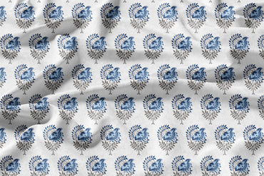 Indigo Motif - Decorative Printed Fabric - Sample