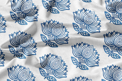 Blue Lotus Block - Decorative Printed Fabric - Sample