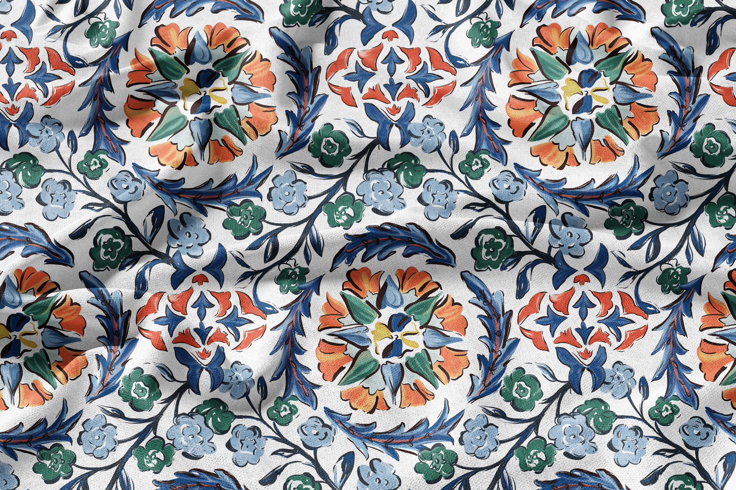 Gul-e-Taj - Decorative Printed Fabric - Sample