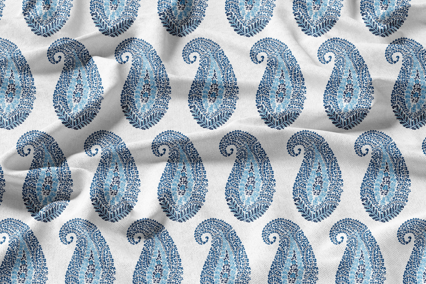 Indigo Teardrop - Decorative Printed Fabric - Sample