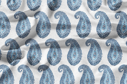 Indigo Teardrop - Decorative Printed Fabric - Sample