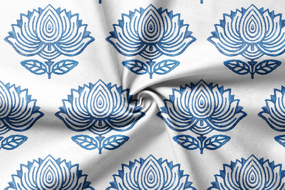 Blue Lotus Block - Decorative Printed Fabric - Sample