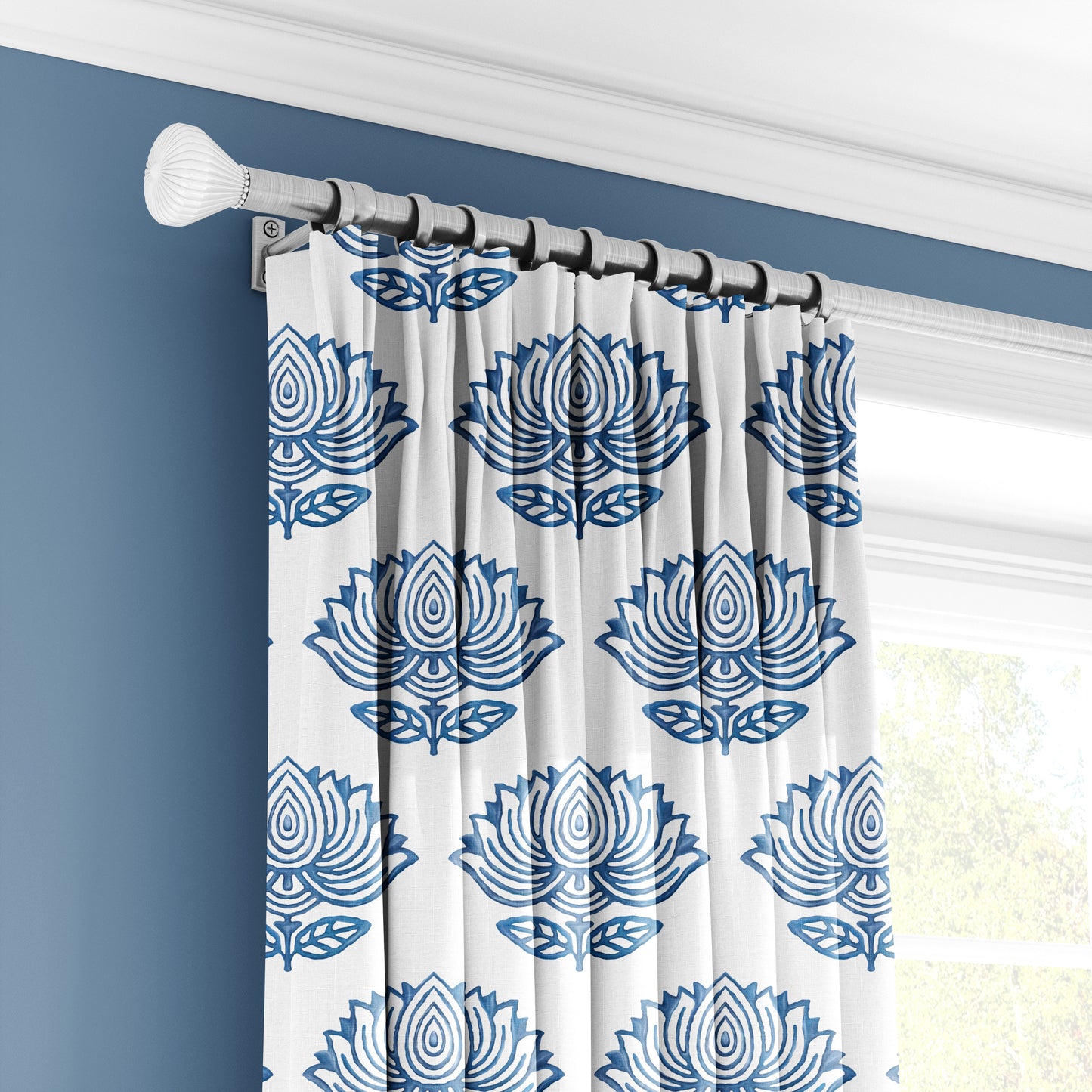 Blue Lotus Block - Decorative Printed Fabric