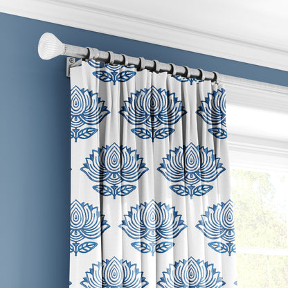 Blue Lotus Block - Decorative Printed Fabric