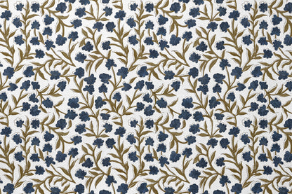 Olive Indigo Bloom - Decorative Printed Fabric