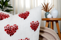 Heartline Hand Embroidered Cotton Blend Cushion Cover